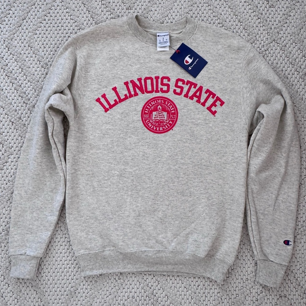 NWT Champion Gray Illinois State Crewneck Sweatshirt Small